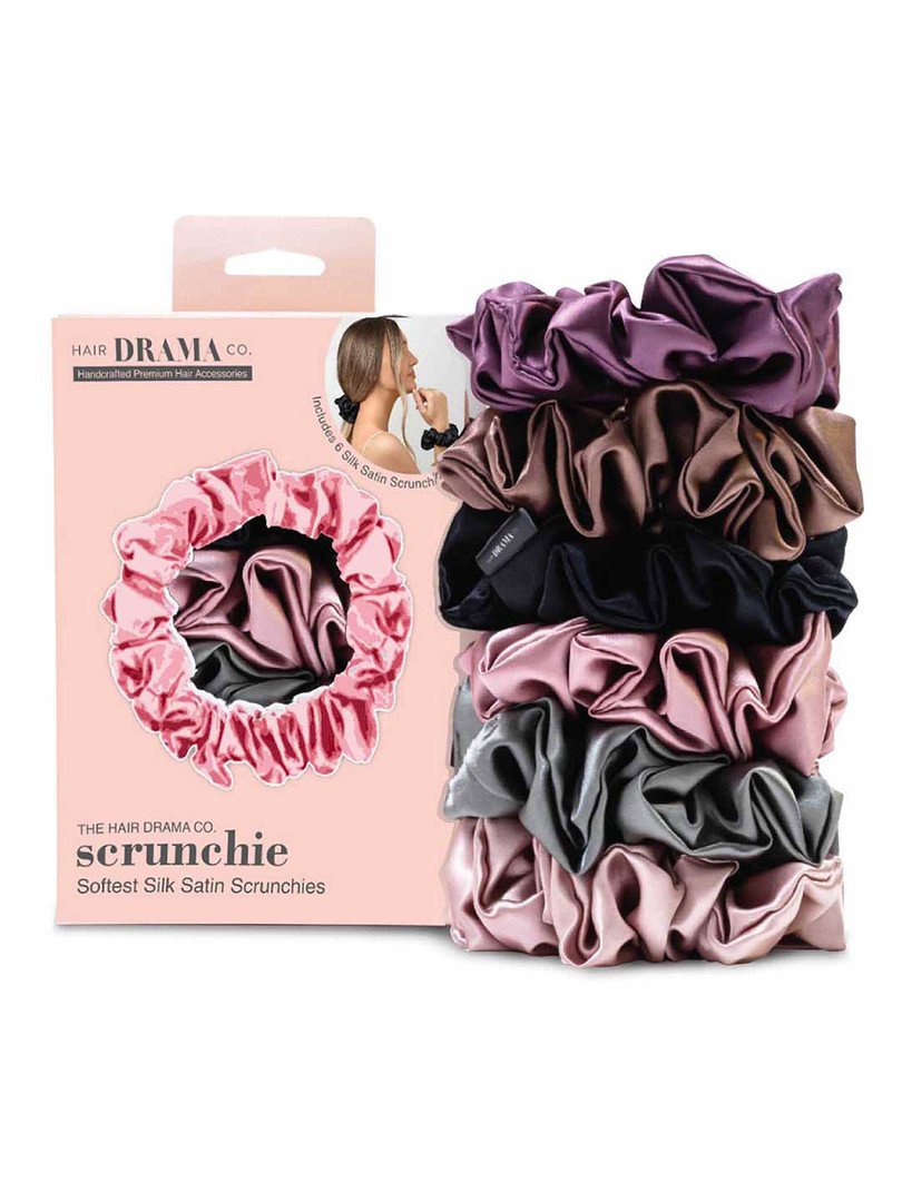 Hair accessories HAIR DRAMA CO. Women Set of 6 Silk Satin Premium Hairband Scrunchies